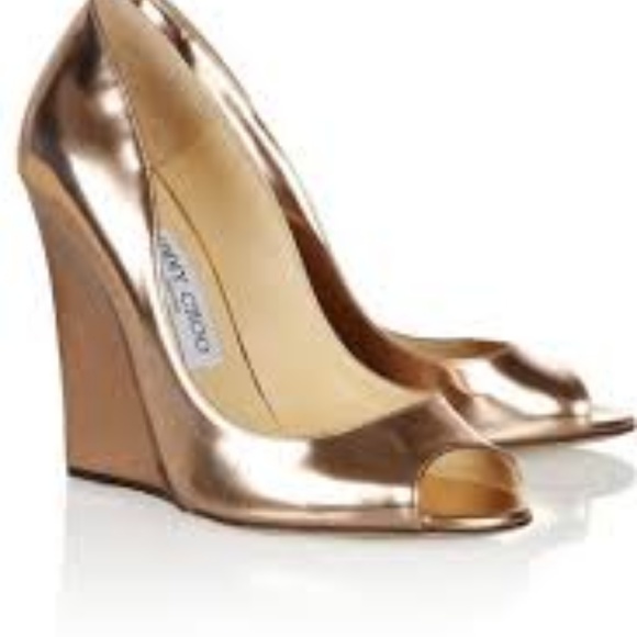Jimmy Choo Biel Mirrored-Leather Wedge Pumps
